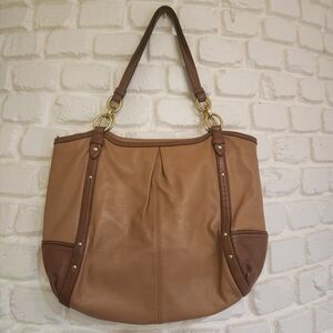 Coack Y2K Alexandra Tan & Brown Leather Tote Bag